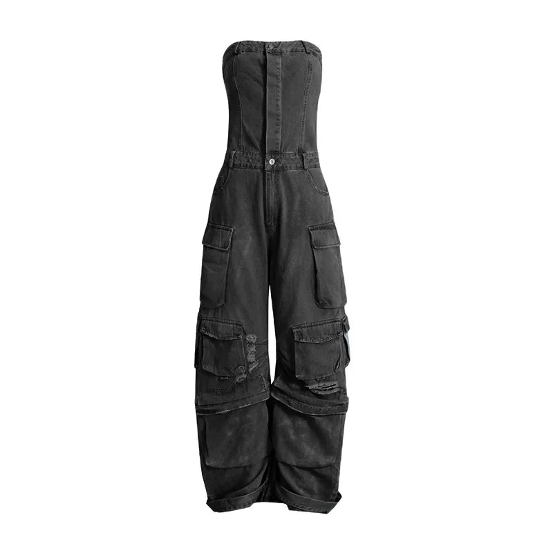 Camo Jeans Women Camouflage Jumpsuits Pants Denim Cargo Jumpsuit