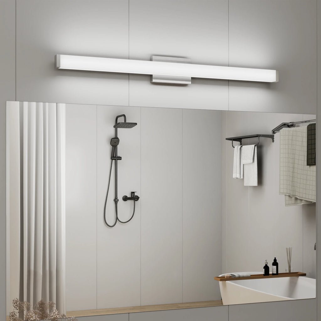 Bathroom Vanity Light Brushed Nickel Square LED 41 Inch 24W 6000K Cool White Light Wall Bar Lighting Fixtures