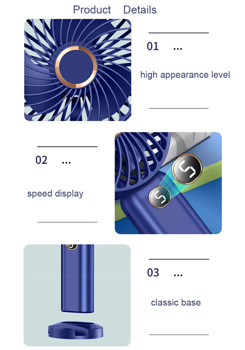 Wholesale Mini Rechargeable Ventiladores Portable Personal Desk Table Hand Held Usb Led Small Fan With 2400mAh Battery