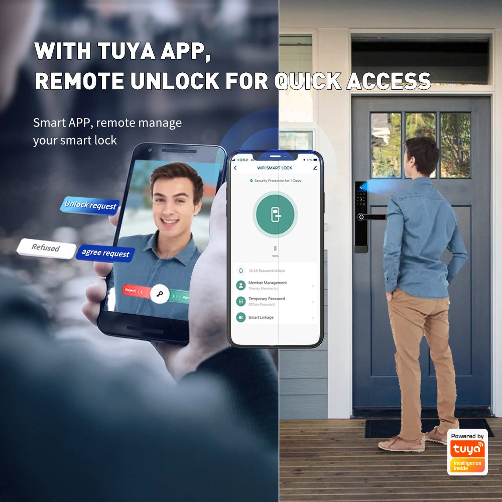 Main Home Entrance Gate Waterproof Camera Screen Tuya 3d Biometric Face Recognition Smart Door Lock