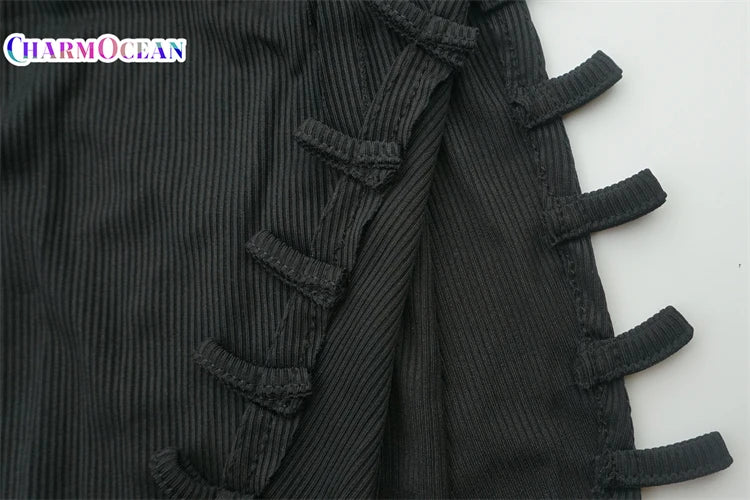 Bodycon Solid O Neck Hollow Out Bandage Short Sleeve Rompers Jumpsuit