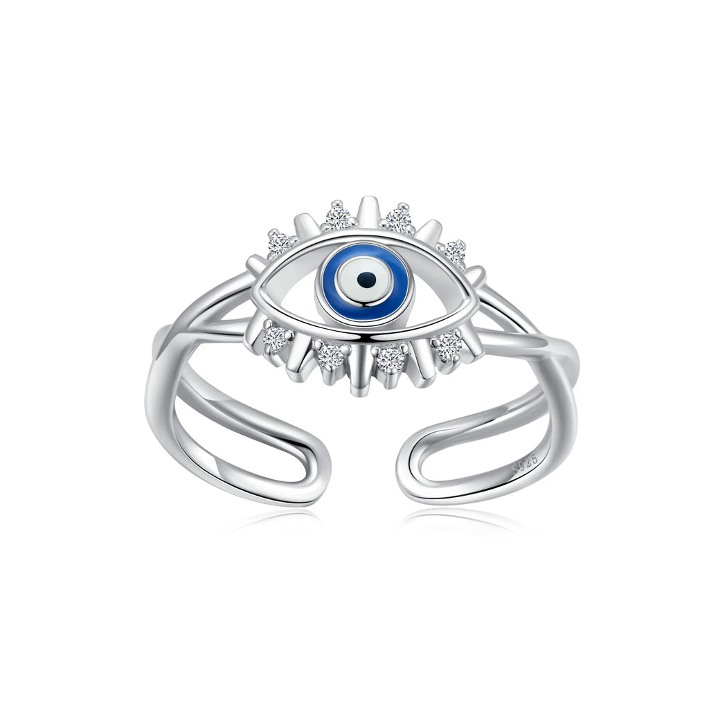 925 Sterling Silver Star & Moon Ring with Zirconia for Women