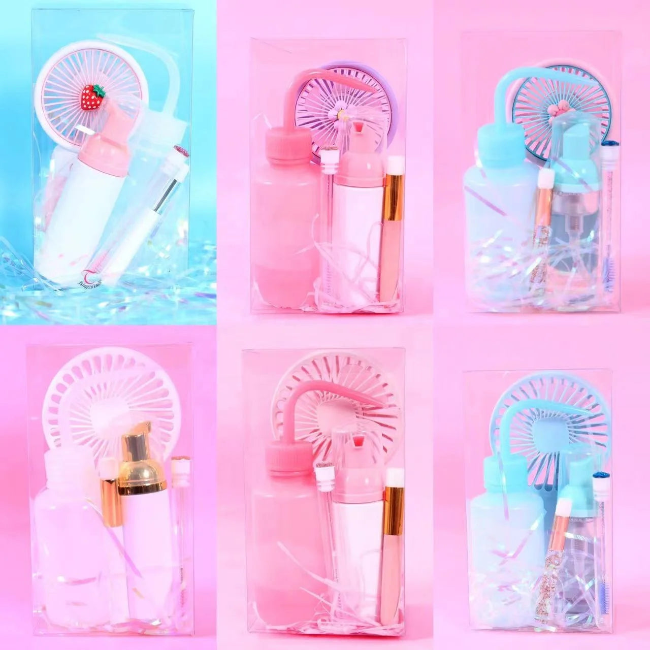 Eyelash Foam Cleanser Lash Extension Glue Mini Fan Cleaning Brush Kit with Resin Washing Bottle Lash Shampoo