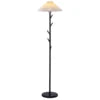 Modern Floor Lamp with Pleated Fabric Shade, Retro Black Gold Coat Rack Standing Light with 9W Bulb & Foot Switch for Bedroom