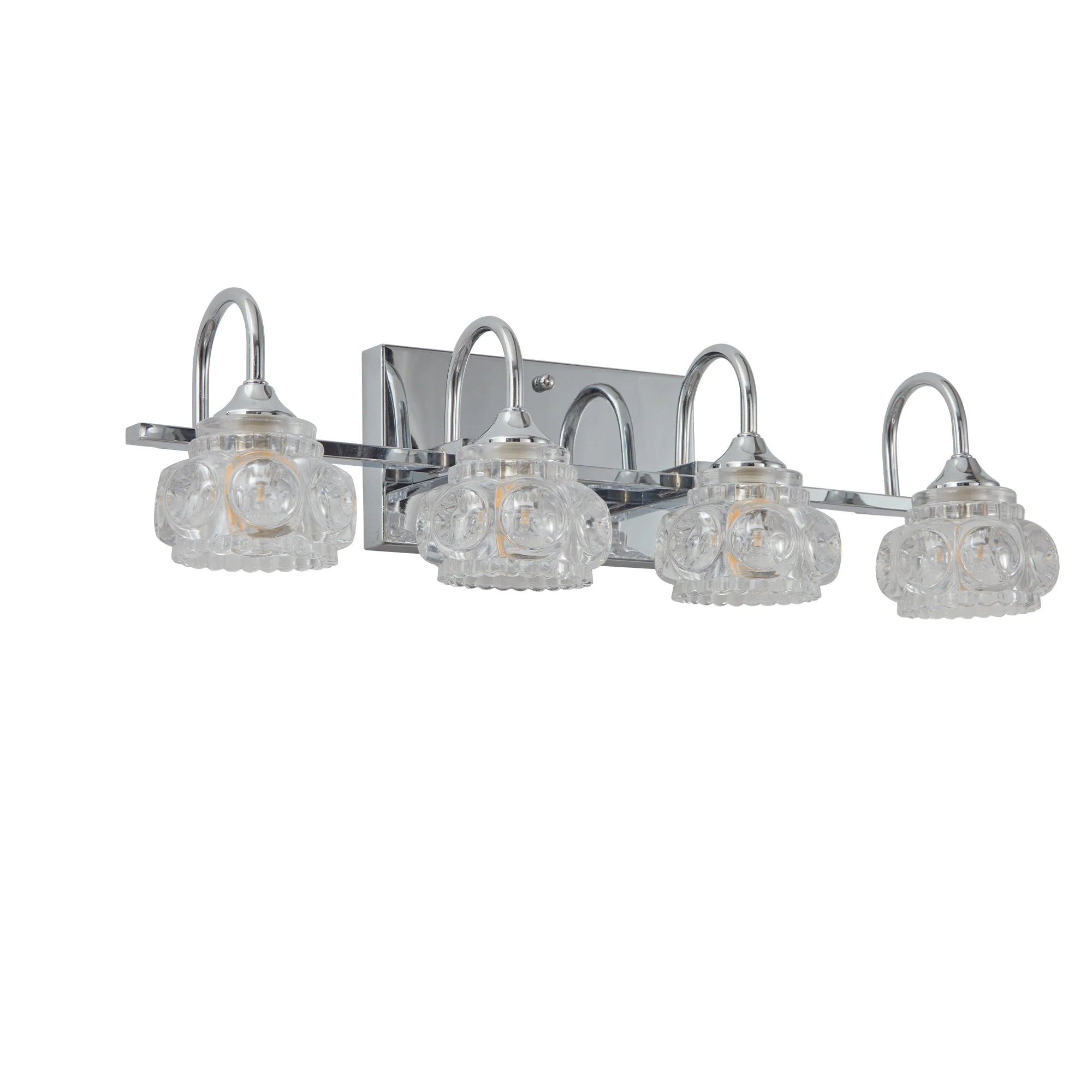 4-Light Polished Chrome Vanity Lights for Bathroom,Nickel Modern Vanity Lights with Crystal Glass Shade,  Modern Wall Lights