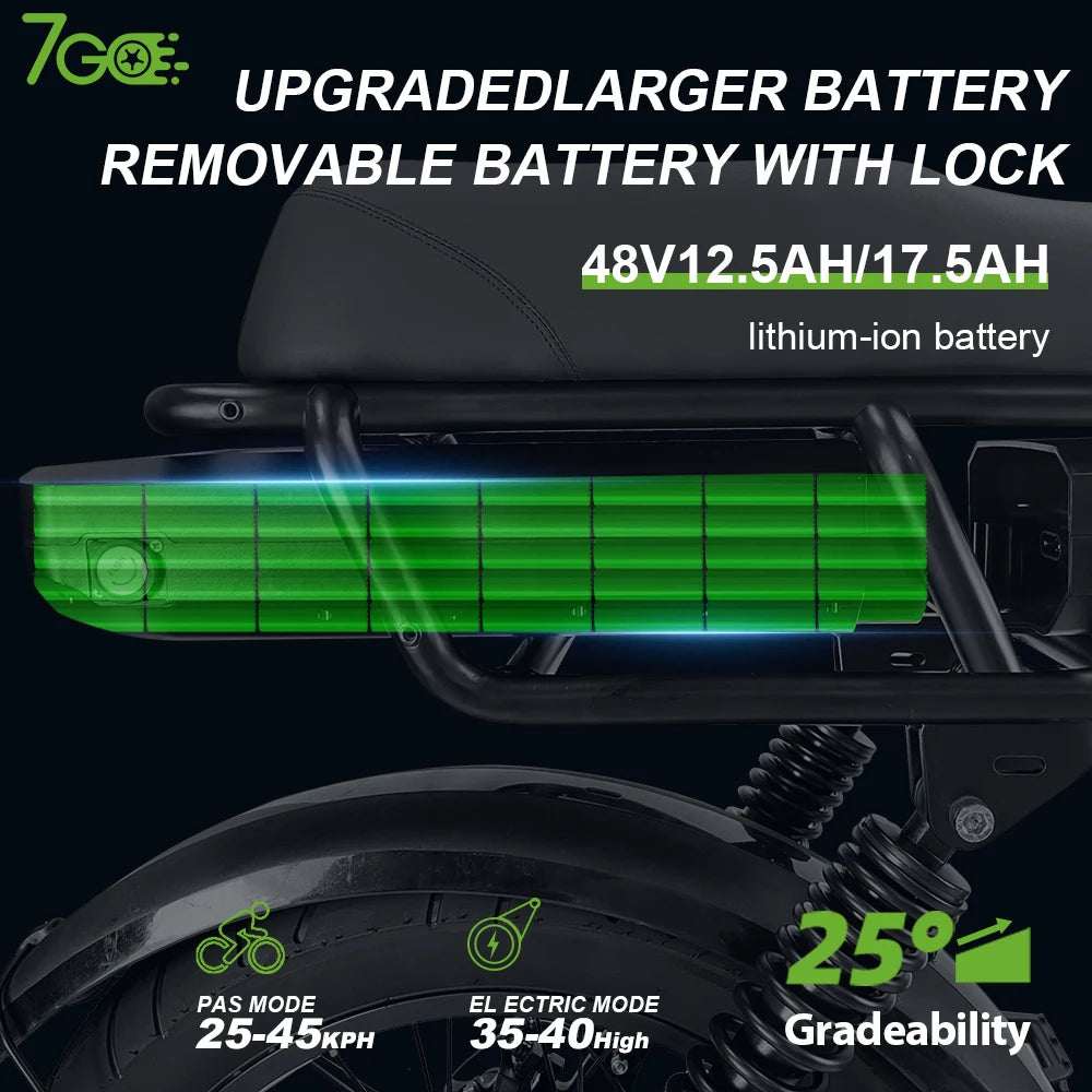 Wholesale  Electric City Road Mountain Hybrid Bicycle 1000 Watt 18.2Ah Fat Tire Step Through 2 Long Seat Electric Fat E Bike