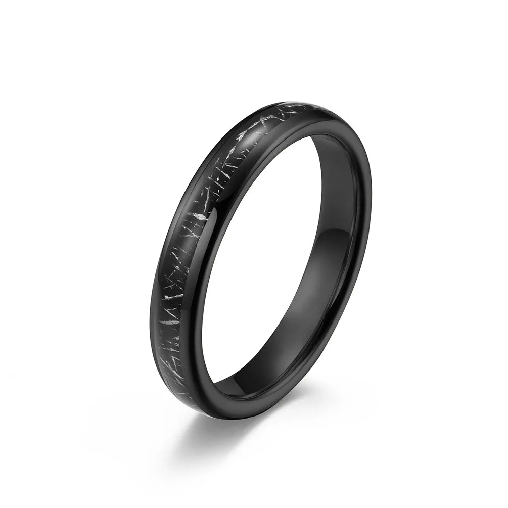 4mm / 6mm / 8mm Black Fabric Inlay Domed Polished Tungsten Carbide Rings for Men