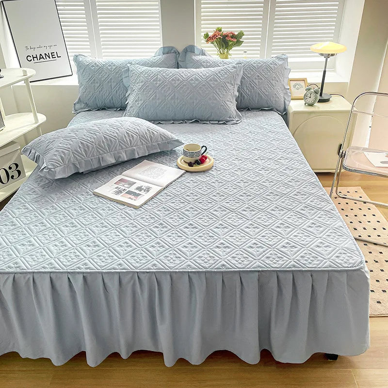 Hot Sales Summer Bedding Sets Double Bed Soft Latex Mat Princess Style Fitted Sheet Bed Skirts