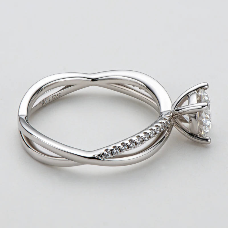 Women Luxury Fine Jewelry 1ct 1.0ct 1 Carat 6.5mm Moissanite S925 Sterling Silver Ring