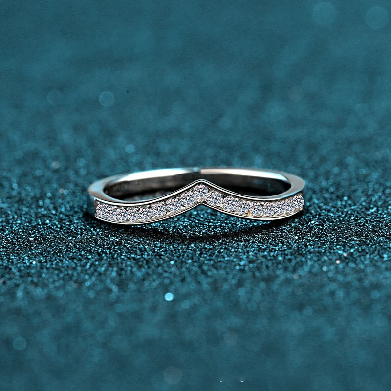 Eternity Moissanite Promise Rings for Her V Shaped Stackable Wedding Engagement Rings for Women