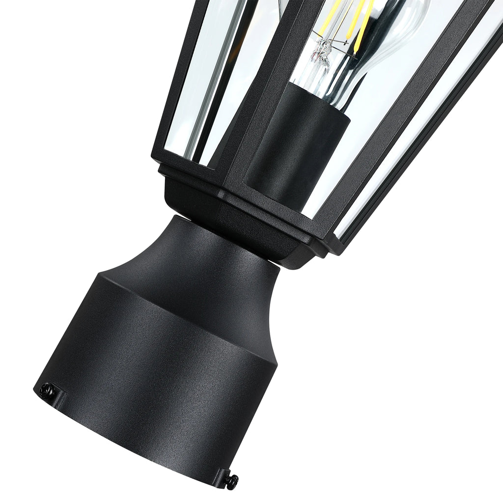 Traditional Outdoor Post Light Anti-Rust LED Source with Black Finish Clear Glass and Die Cast Aluminum Material Post Lamp