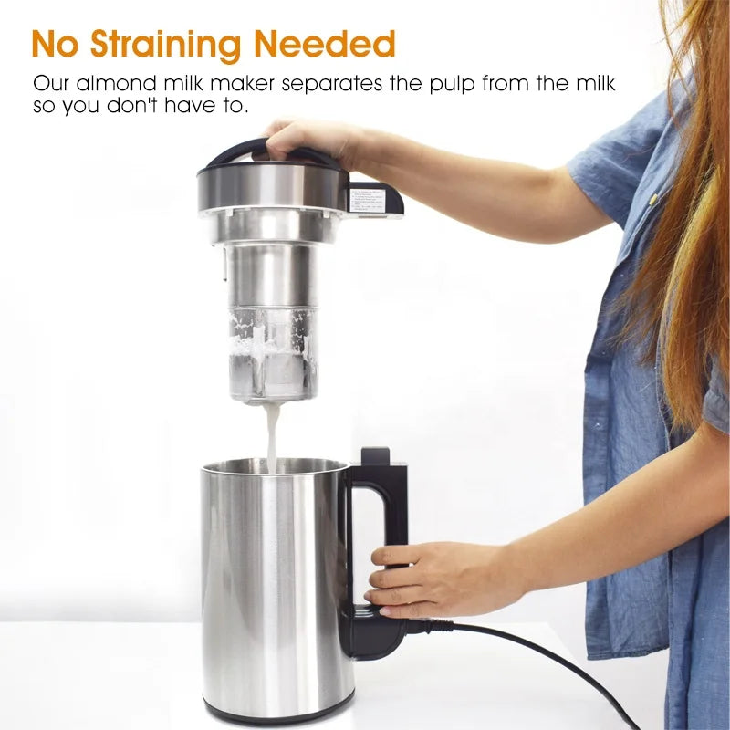 Automatic Nut Almond Milk Machine for Homemade Plant-Based Milk Oat Soybean Almond Cow and Dairy Free Beverages Soy Milk Maker