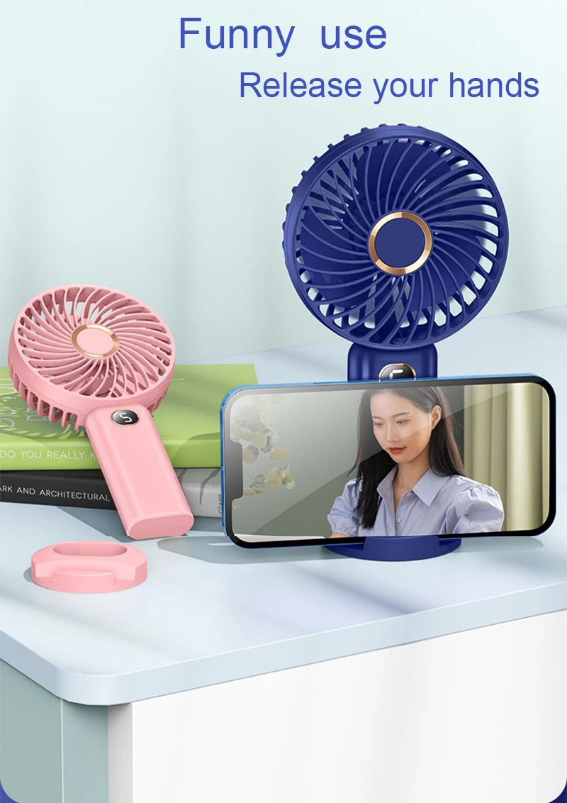 Mini Rechargeable Portable Personal Desk Table Hand Held USB Led Small Fan With 2400mAh Battery