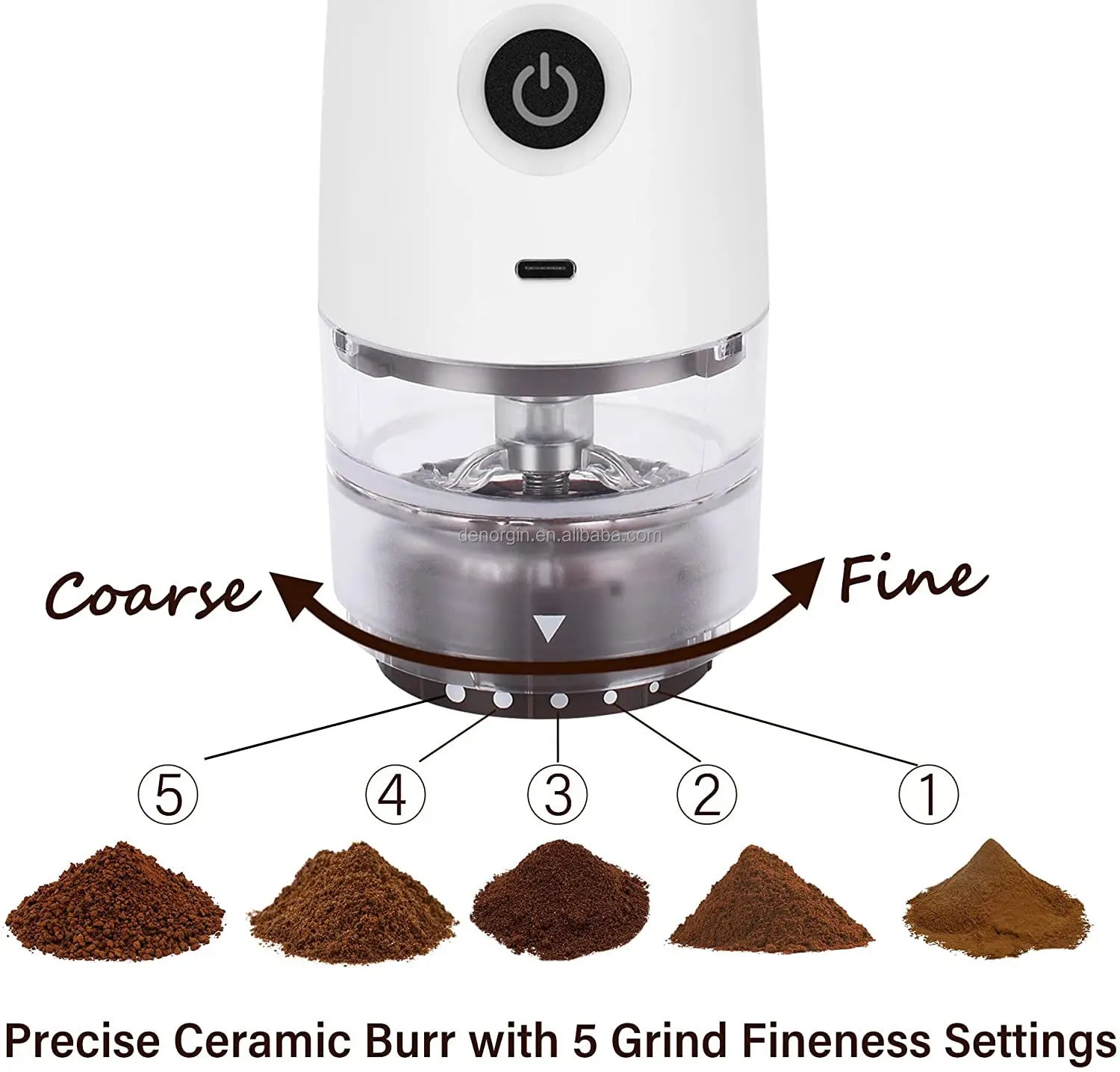 USB Rechargeable  Grinder Electric Portable Coffee Bean Grinder Grind Settings Espresso Drip