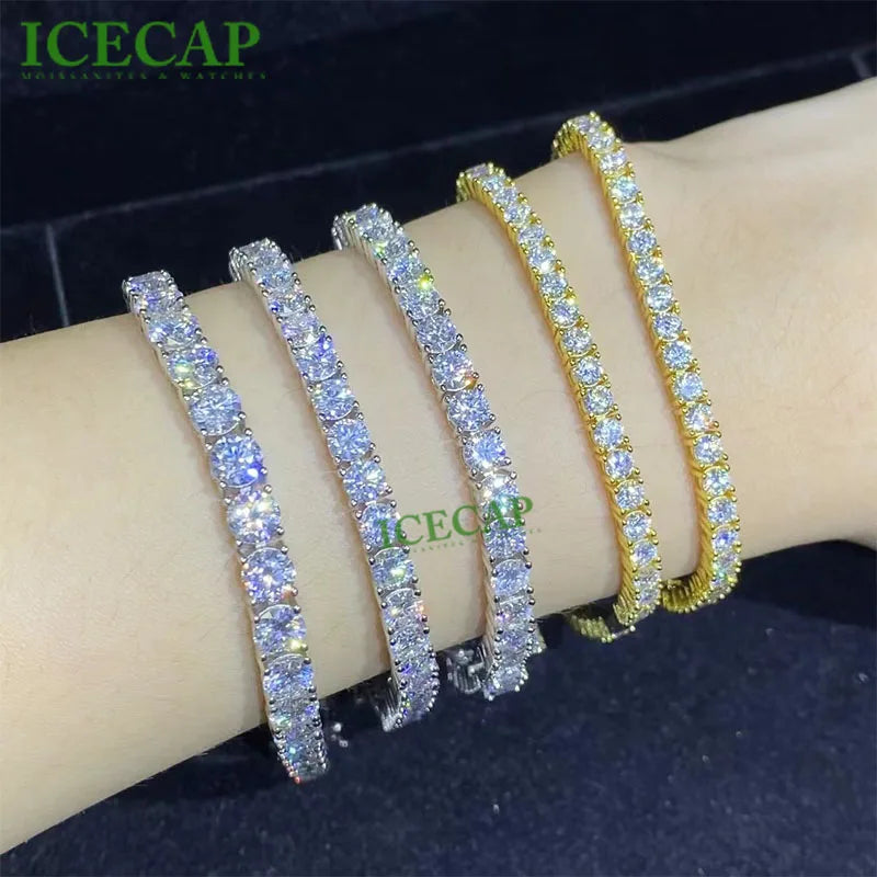 925 Silver VVS Moissanite Diamond Tennis Chain 3mm-6mm Size Necklace Hip Hop Iced Fashion Jewelry