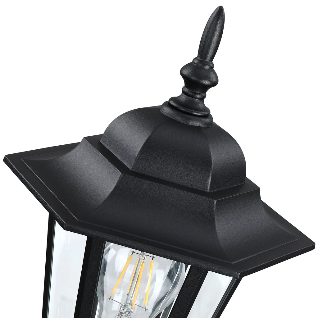 Traditional Outdoor Post Light Anti-Rust LED Source with Black Finish Clear Glass and Die Cast Aluminum Material Post Lamp