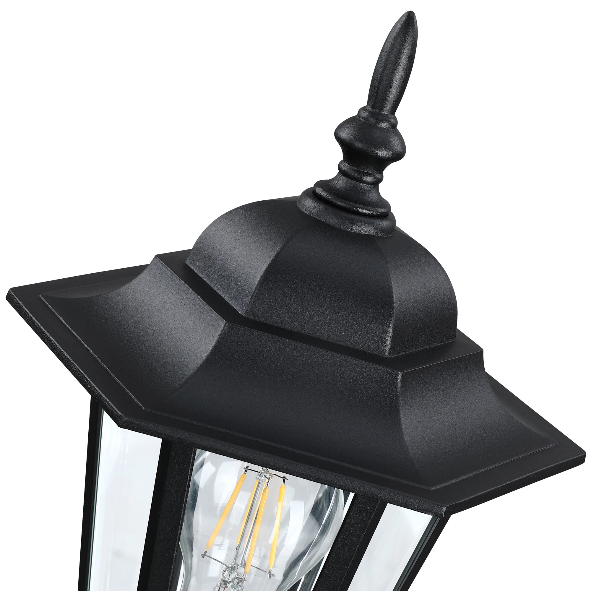 Traditional Outdoor Post Light Anti-Rust LED Source with Black Finish Clear Glass and Die Cast Aluminum Material Post Lamp