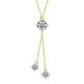 925 Sterling Silver 1.0ct Round Moissanite 1ct 6.5mm Moissanite Y Shaped Pendant Necklace