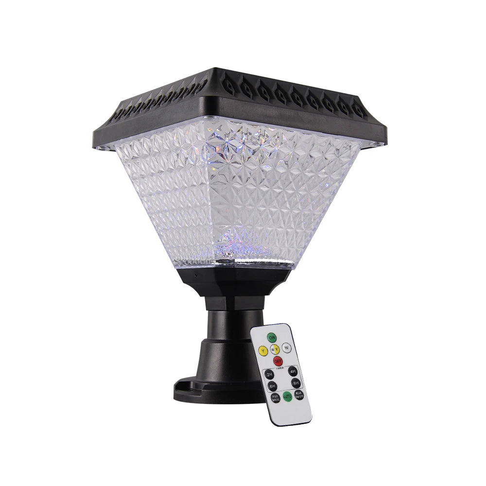 Dingdian LED NEW 10W Solar Powered Rgb Colors Dimmable Waterproof Courtyard Pillar Post Solar Led Garden Light for Decoration