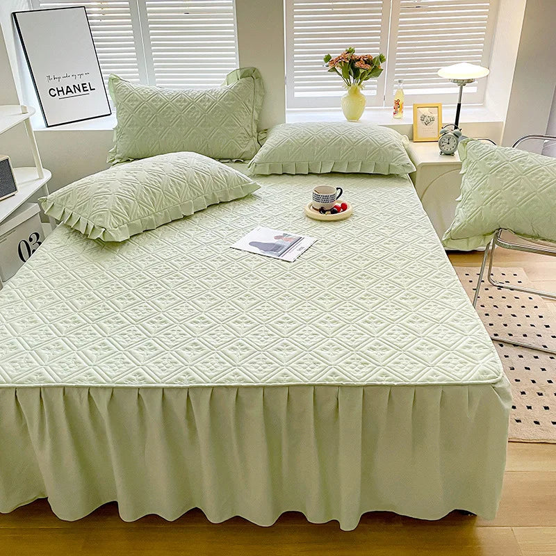 Hot Sales Summer Bedding Sets Double Bed Soft Latex Mat Princess Style Fitted Sheet Bed Skirts