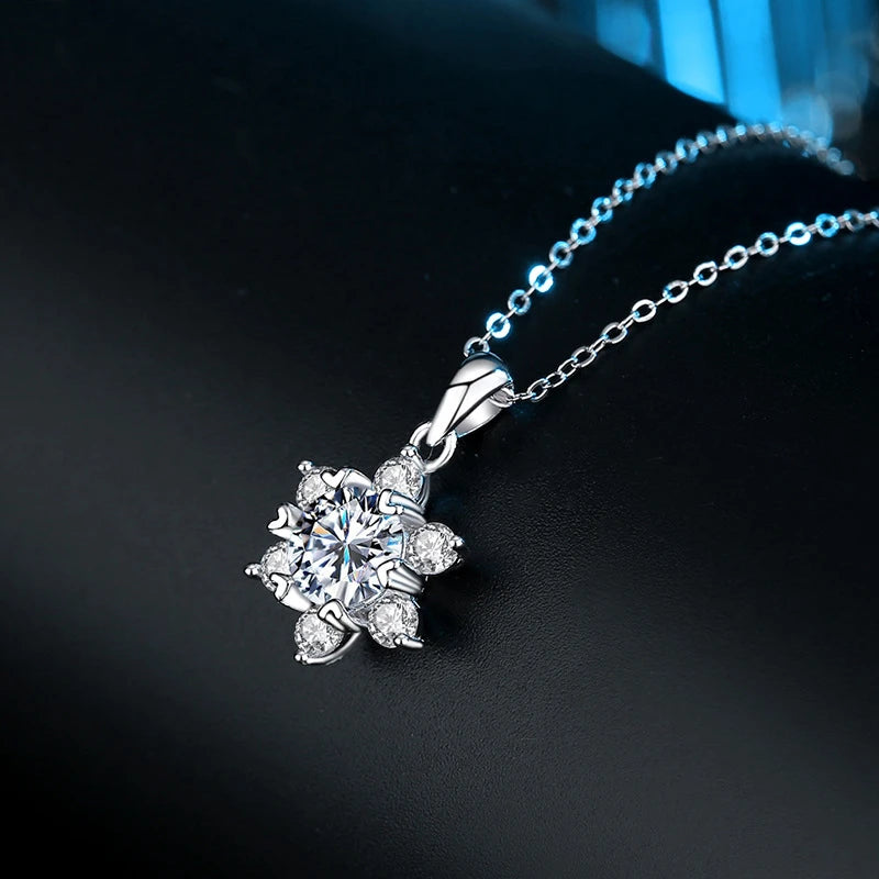 Original Simple 8mm D Color Moissanite Pendant Necklace for Women 925 Sterling Silver Jewelry with Certificate D2.0CT