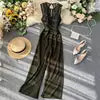 Sexy Lace Hollow Out O-neck Tank Jumpsuit Summer Women Slim Wide-legged Playsuit  Romper