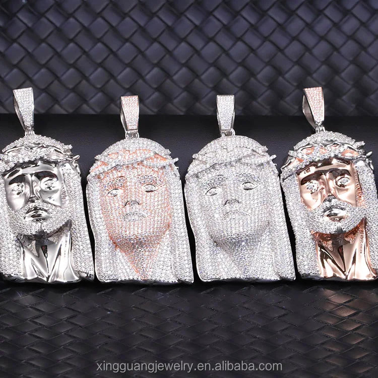 Jesus Pendant 3D Design 925 Sterling Silver High Quality VVS Diamond Pendant Moissanite Jesus Pendant for Men