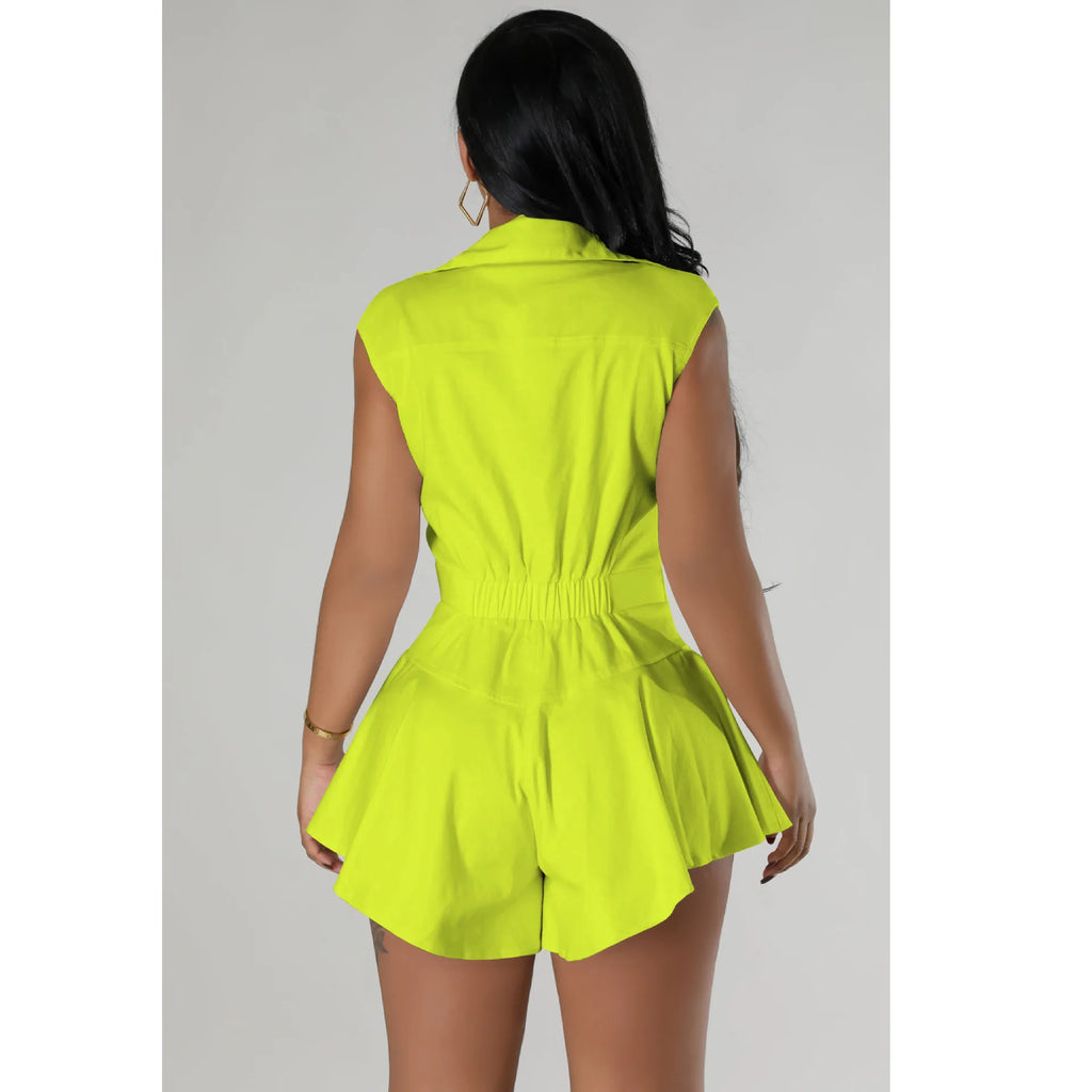 Lapel Sleeveless Button Women's Jumpsuits