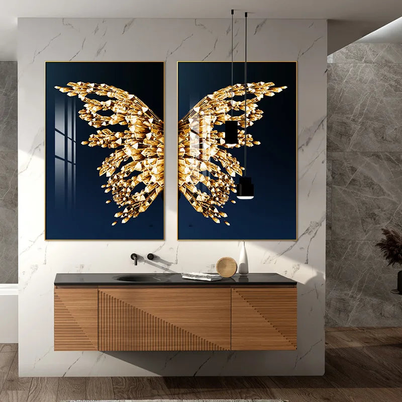 Butterfly Canvas Crystal Porcelain Wall Art Painting
