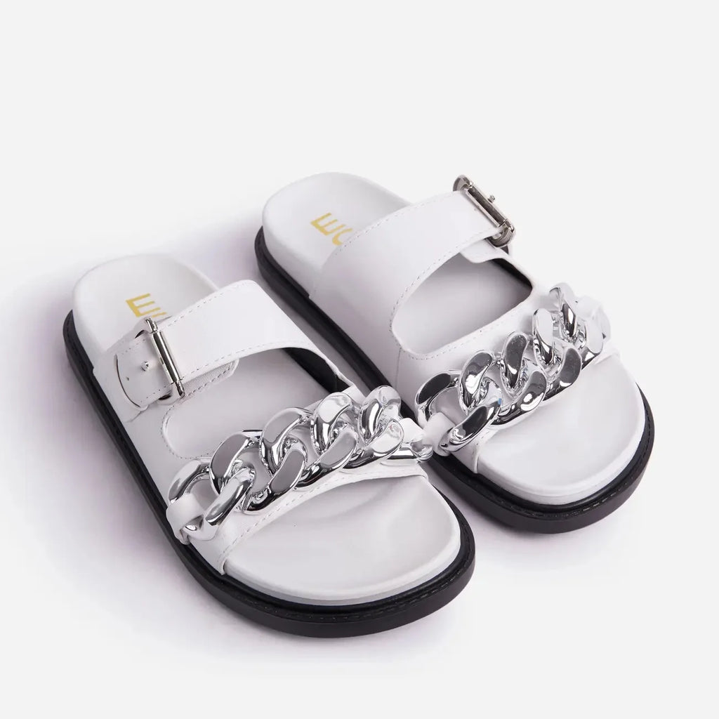 Ladies Shoes Flat Casual Fashion Chain Belt Slipper Women Beach Outdoor Casual Slipper