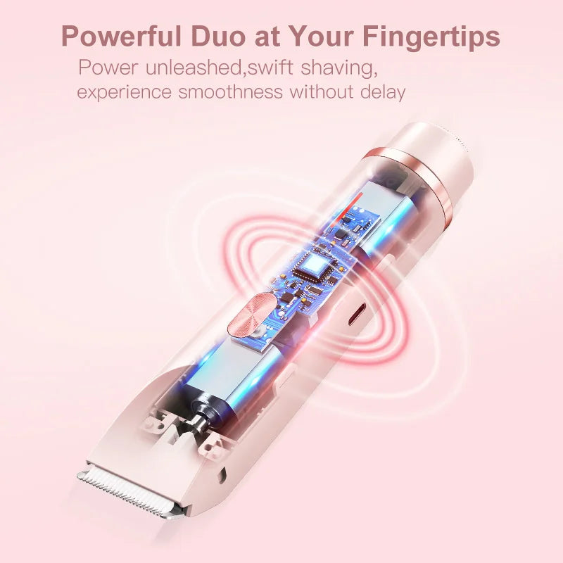 2 in 1 Lady Double Head Electric Shaver Body Epilator for Hair Removal Waterproof Electric Trim Razor