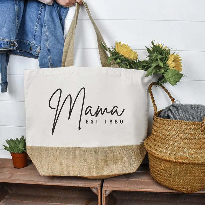 Canvas Bag Large Jute Burlap Beach Tote with Cotton Lining Zipper and Open Closure Options