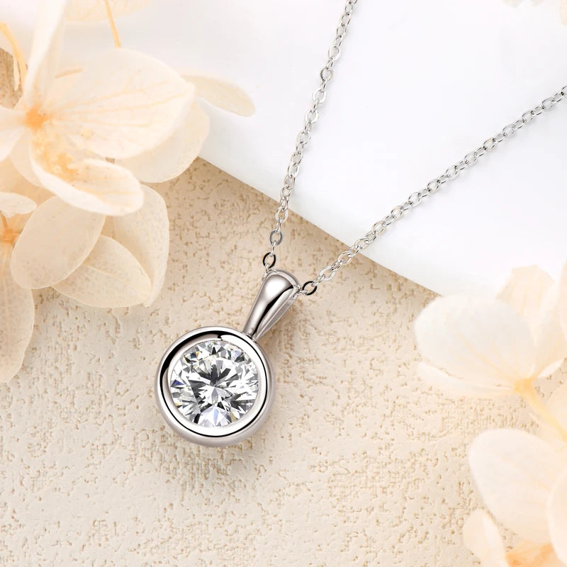 Moissanite Pendant Necklace Minimalist Bubble Shape Diamond Silver 925 GRA Certified Jewelry for Woman