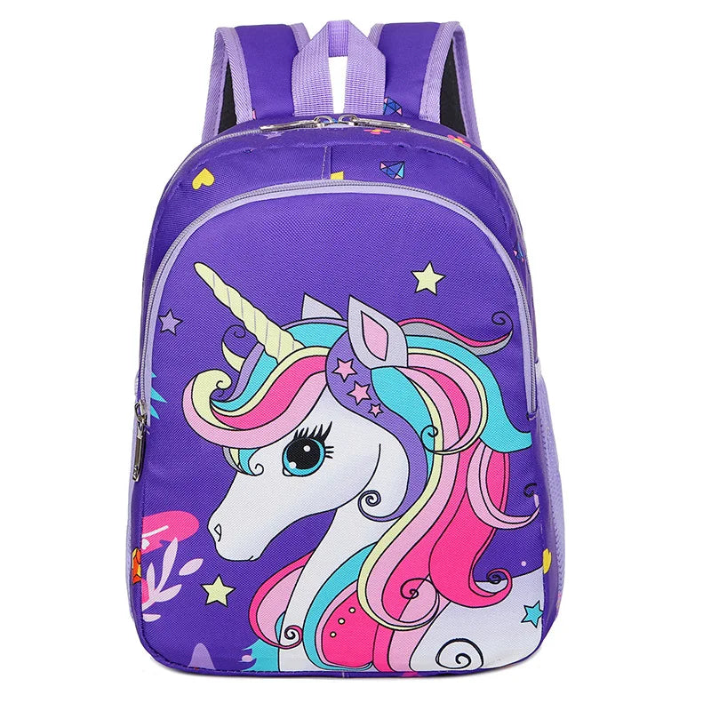 Girls Waterproof Polyester Children's Cartoon Color Unicorn School Backpack