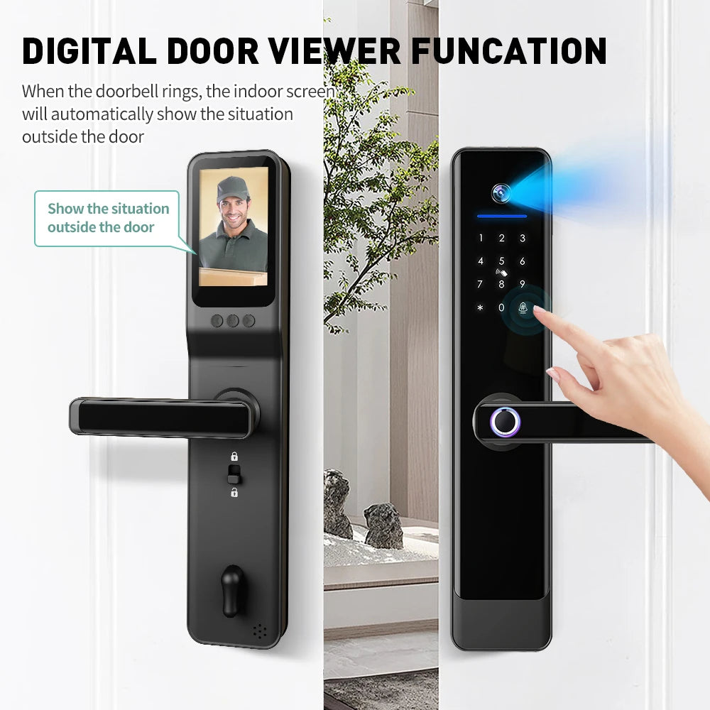 Main Home Entrance Gate Waterproof Camera Screen Tuya 3d Biometric Face Recognition Smart Door Lock
