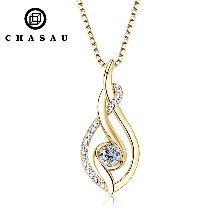 Sterling Silver 4mm 0.3ct Moissanite Twist Pendant Necklace for Women