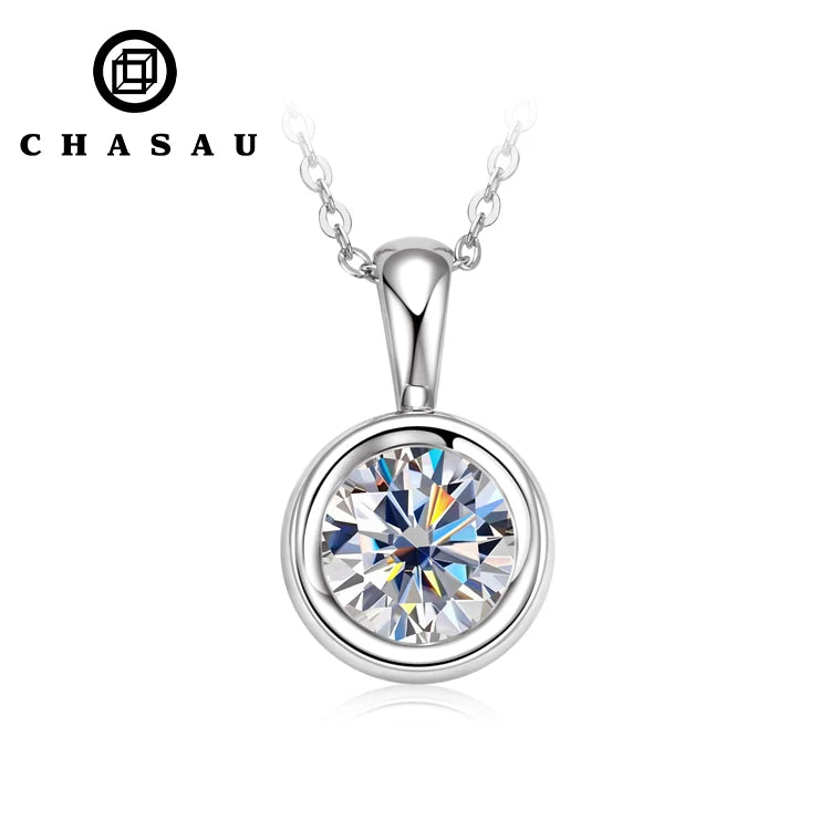 Moissanite Pendant Necklace Minimalist Bubble Shape Diamond Silver 925 GRA Certified Jewelry for Woman