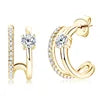 4mm 0.3ct Moissanite 925 Sterling Silver Women's Fashion Huggie Half Hoop Earrings