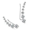 Round 4.5mm Moissanite 925 Sterling Silver Unique Climber Earrings for Women