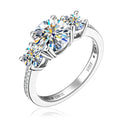 8mm 2 Carat Full Moissanite 925 Sterling Silver Three Stone Wedding Ring for Women
