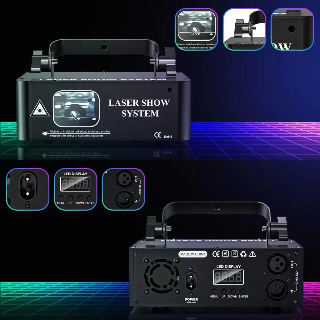 YSH DDP US Local Stocks RGB Club Light & Sound Activated Wedding Events Show DMX Lazer Projetor Laser for DJ Party Lighting
