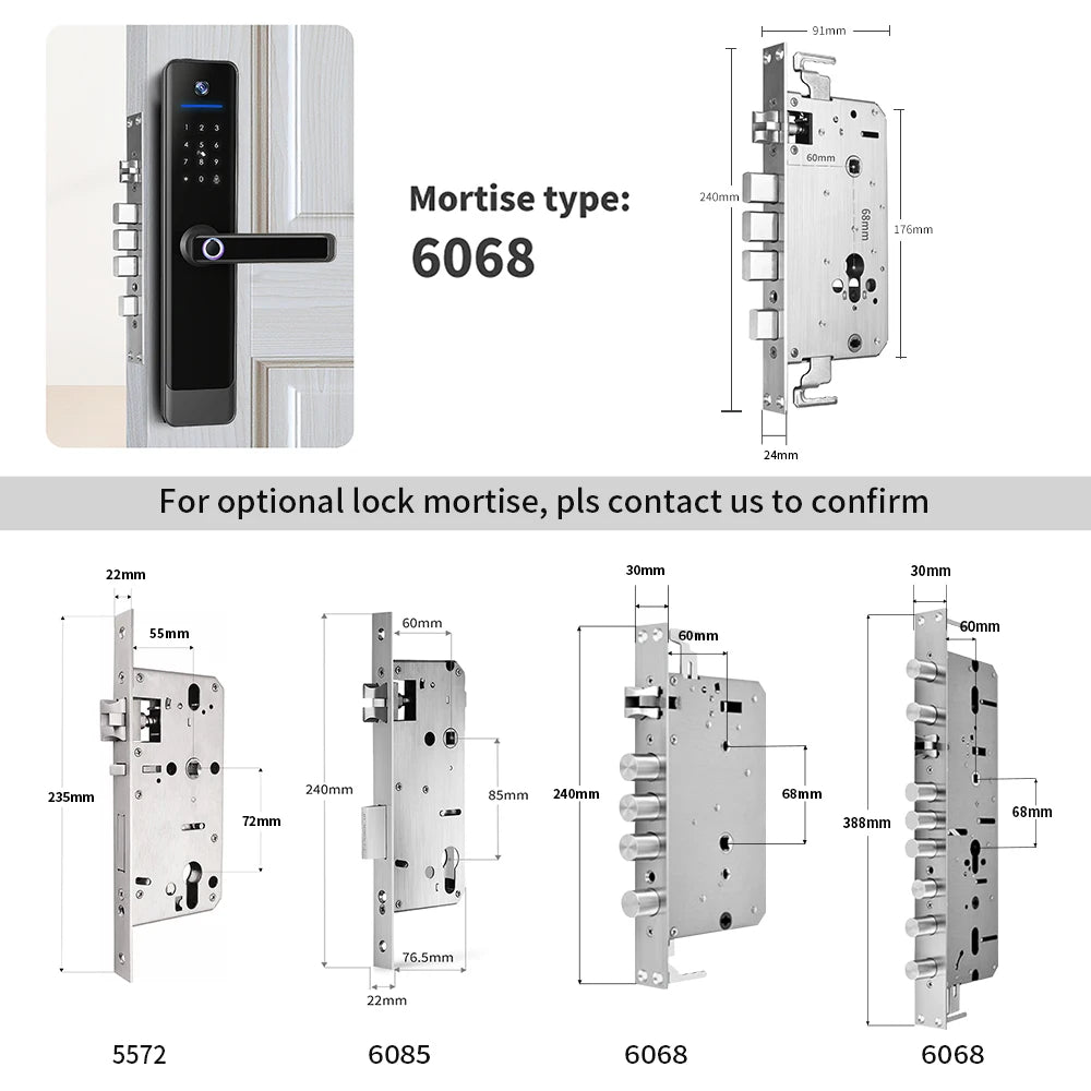 Waterproof Camera Screen Tuya 3d Biometric Face Recognition Smart Door Lock