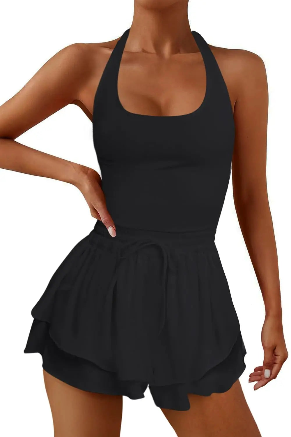 Sports Cross Back Bodysuit Tennis Suit Casual Bodysuit