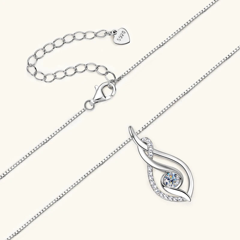 Sterling Silver 4mm 0.3ct Moissanite Twist Pendant Necklace for Women