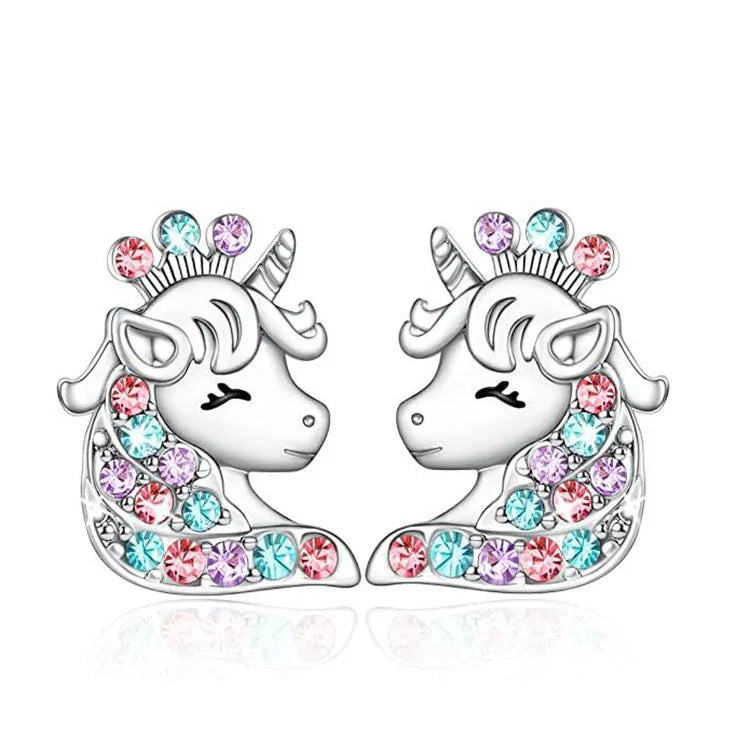 Cute Unicorn Stainless Steel Fashion Earrings For Girls