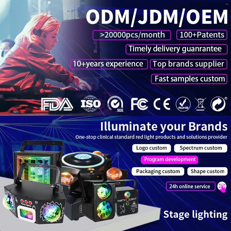 WUZSTAR Local Stock 9 Eyes Ravelight for Event Concert Club Light Remote Control Laser Dj Equipment Dmx 11CH  Stage Lights