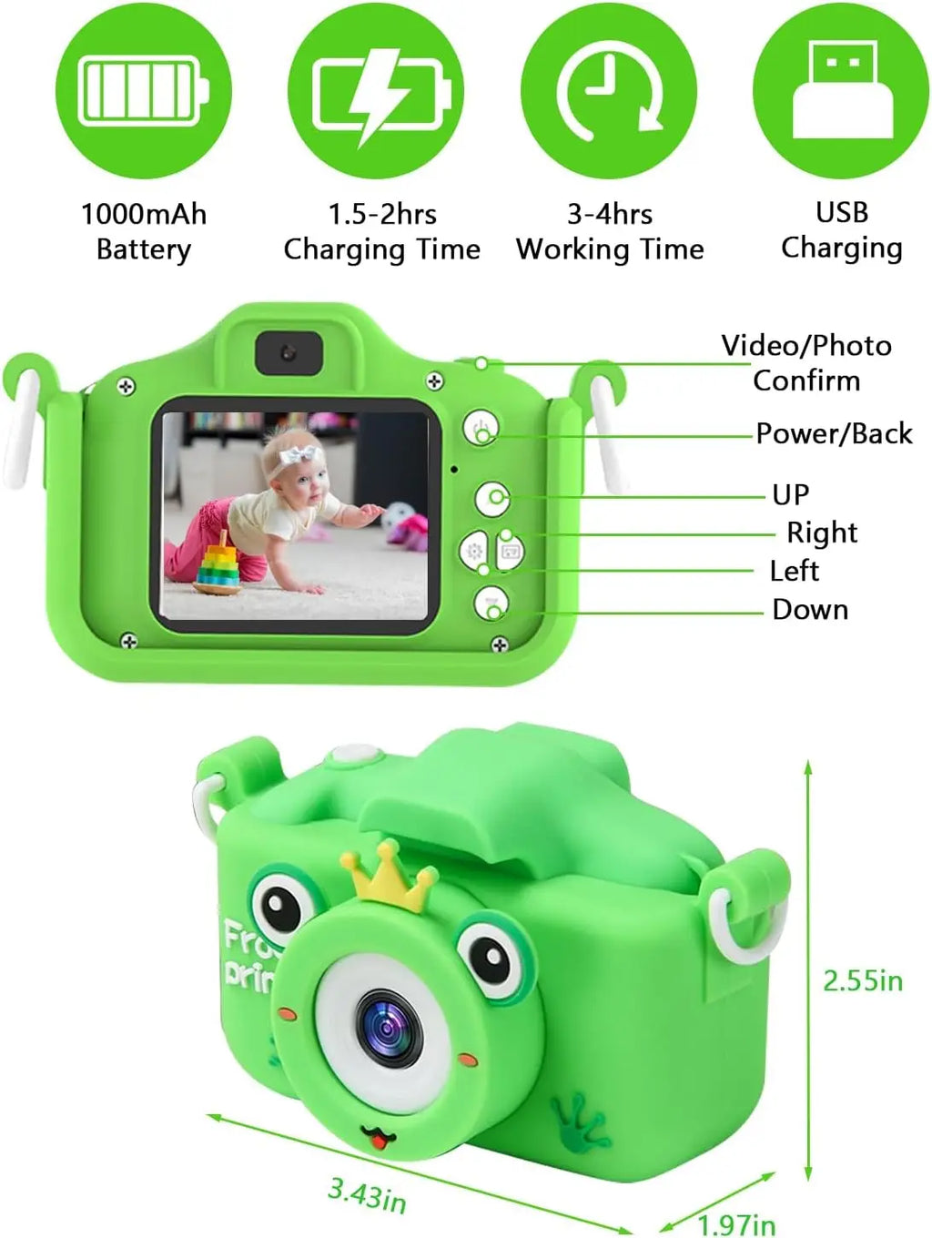 Kids Digital Camera - HD Upgrade for Girls & Boys Age 3-10 - 32GB SD Card, Silicone Cover, Christmas & Birthday Gifts