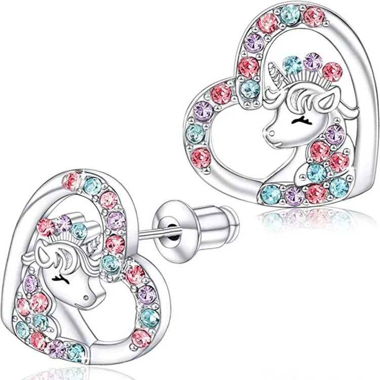 Cute Unicorn Stainless Steel Fashion Earrings For Girls