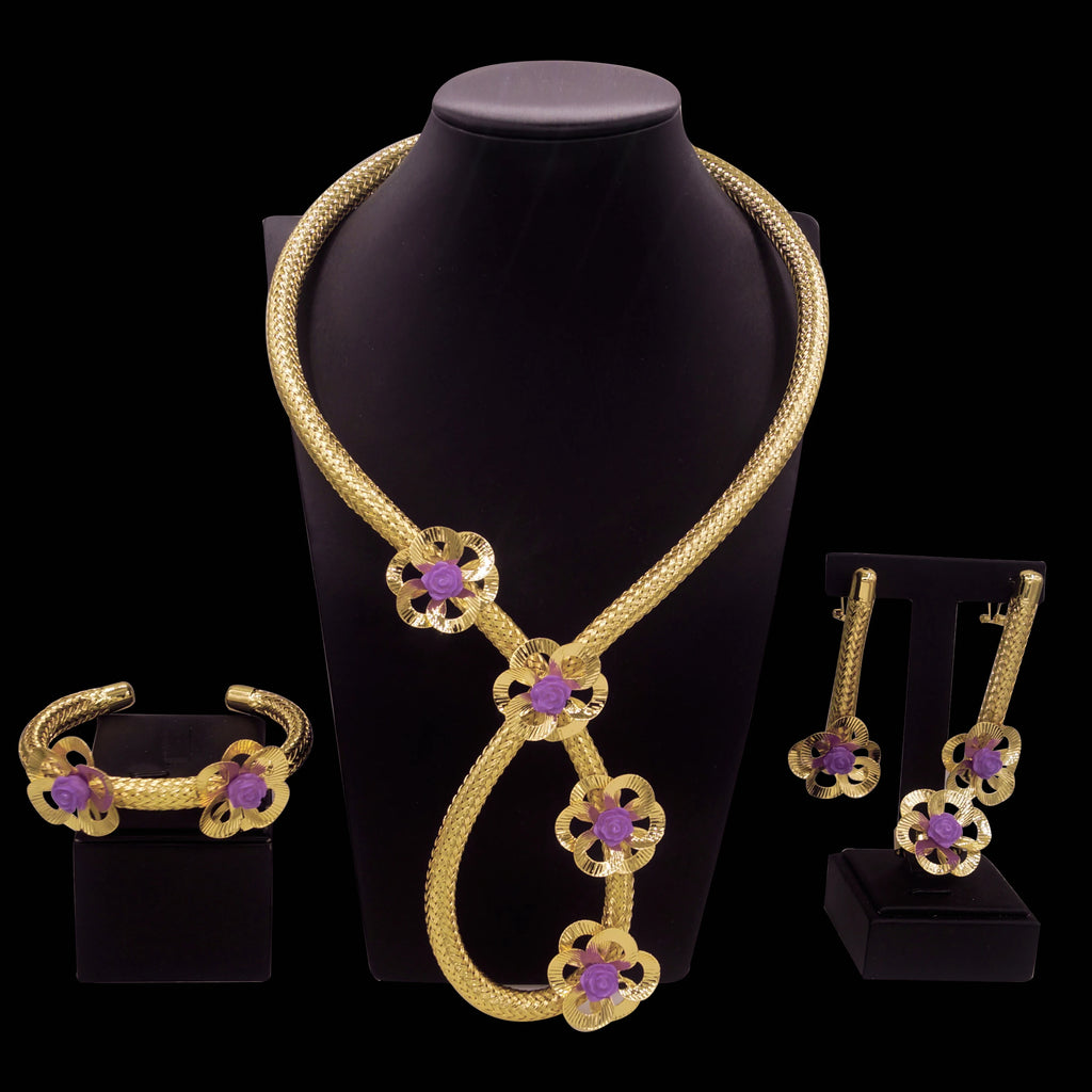 Classic Jewelry Set Simple Fashion Brazilian Jewelry Necklace Set Real Gold Plated Jewelry Sets