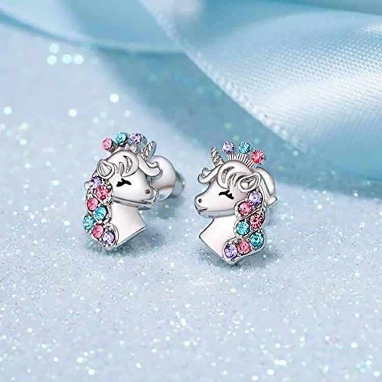 Cute Unicorn Stainless Steel Fashion Earrings For Girls